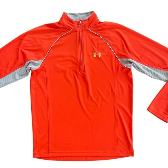 UNDER ARMOUR UA Tech Running Quarter Zip Pullover Orange Grey Performance Medium - Picture 3 of 11